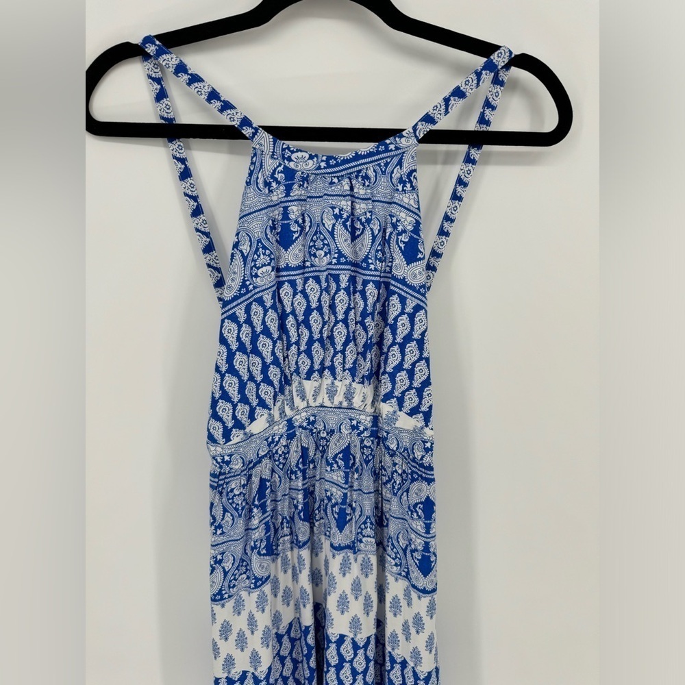 lulu's Hide Away Blue and White Print Halter Dress Size Small - Picture 6 of 14